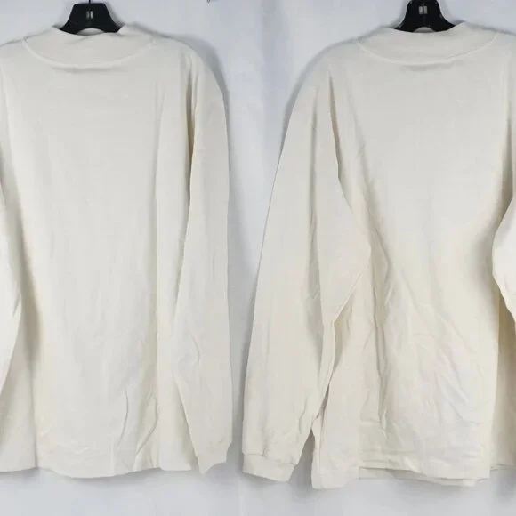 The North Face Mens TNF Red Box Logo Long-Sleeve Tee in White Dune Oversized Fit - Picture 6 of 11